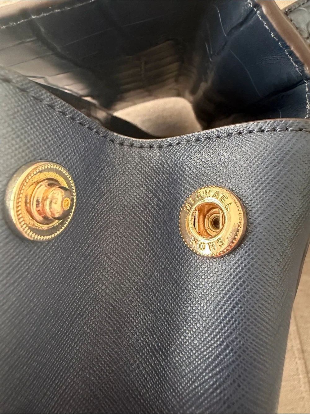 MICHAEL KORS Karla Top Handle Leather Satchel Purse Blue
